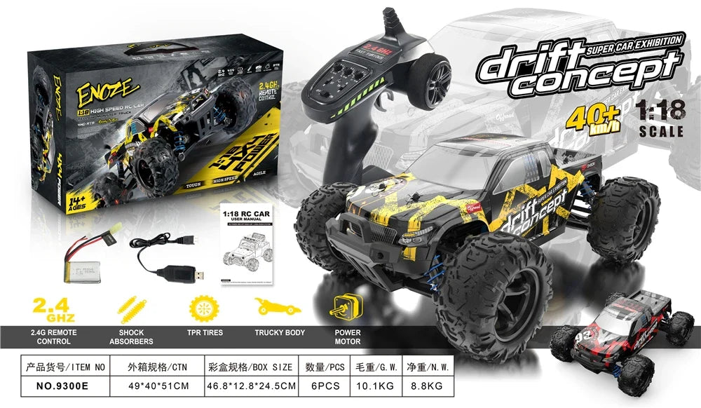 KTX-544019 High-Speed 1/18 4x4 RC Monster Truck, Waterproof Electric Racing Car for Indoor/Outdoor Fun