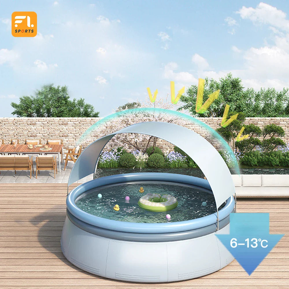 KTX-979411 Large 360x183cm Inflatable Swimming Pool for Kids and Adults with Sun Protection Feature