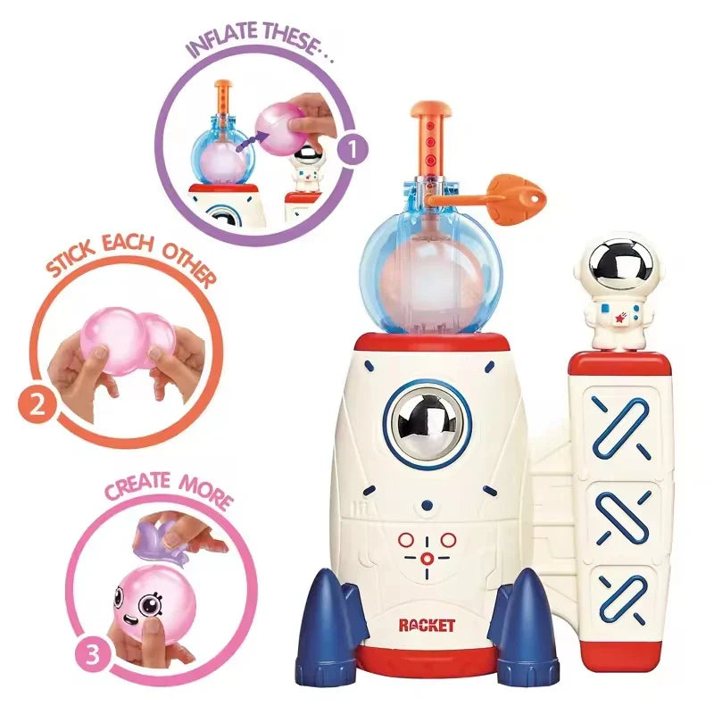 KTX-214035 Space Rocket Balloon Inflator with Accessories for Kids Birthday Parties