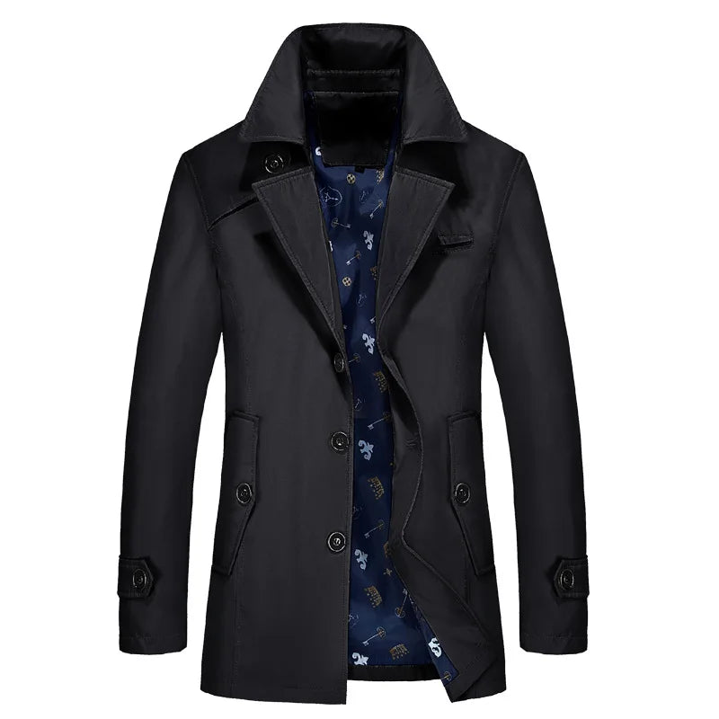 KTX-701971 Men's Coats Trench Coat Wind Breaker Jacket Middle-aged Business Plus Size Men's Jackets Wrinkle Resistant Fashion Man Coat