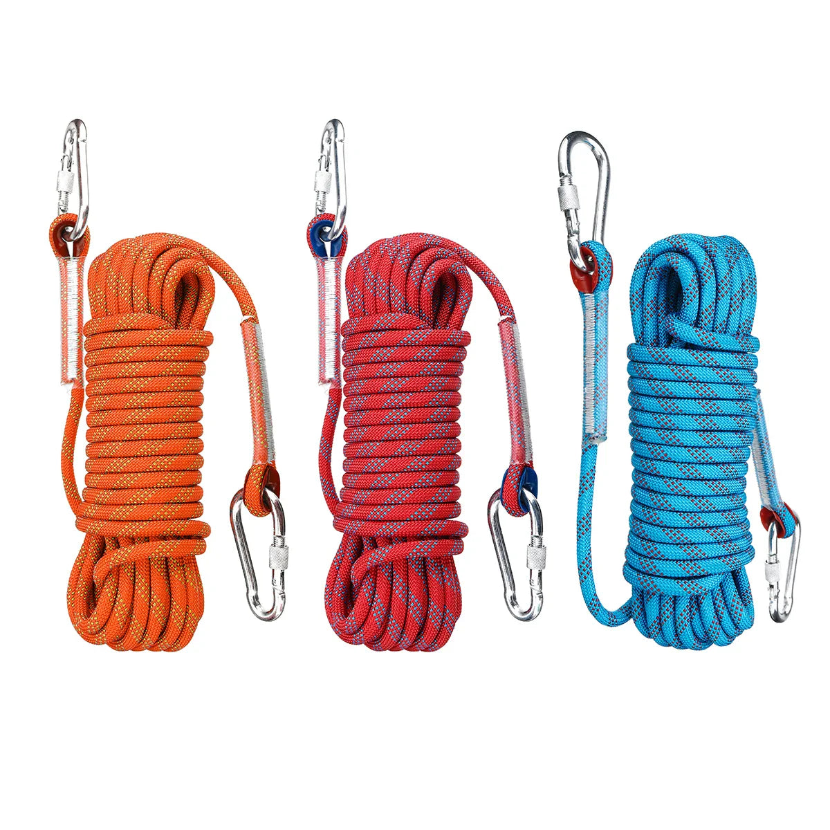 KTX-748883 10mm Outdoor Colored Knotted Nylon Climbing Rope - High Strength Static Mountain Safety Rope