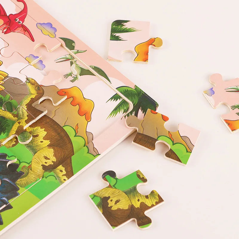 KTX-709779 30-Piece Wooden Jigsaw Puzzle for Toddlers - Educational Montessori Animal Game for Kids
