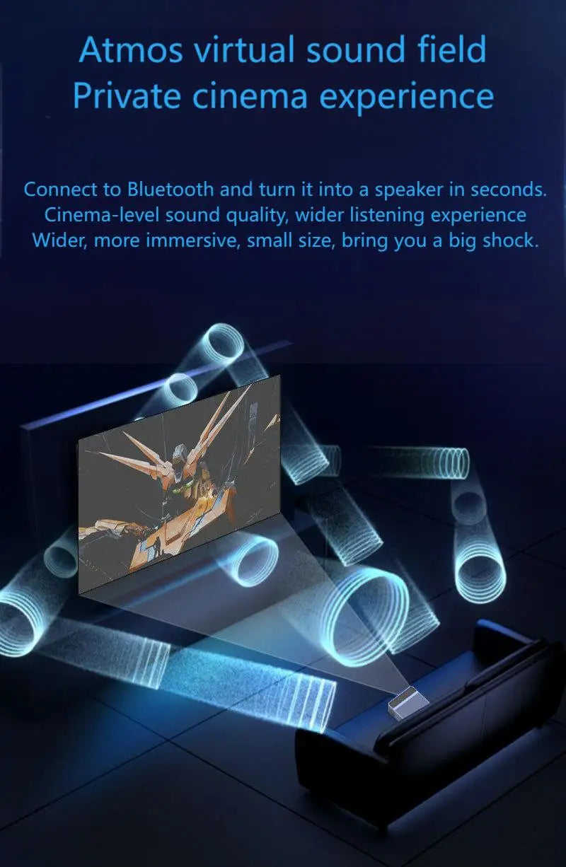 KTX-238739 Portable Ultra-Clear 4K Projector with Auto-Focus and Wireless Android Direct Projection