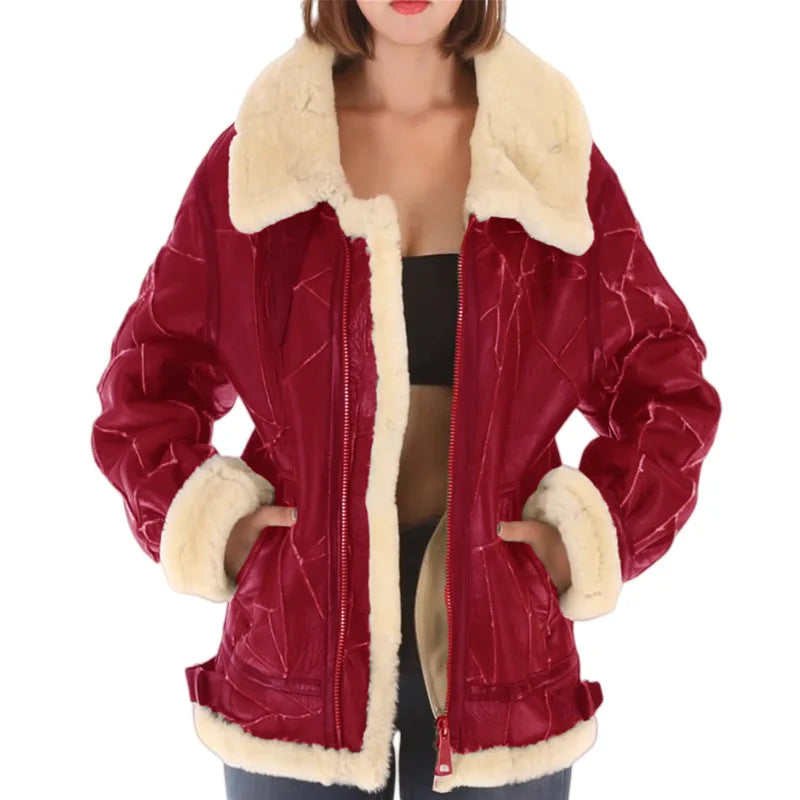 KTX-373139 Women's Winter One-Piece Coat With Thick Fur Faux Fur Blazer Style Clothing Vest Windbreaker Jacket Coat blazer