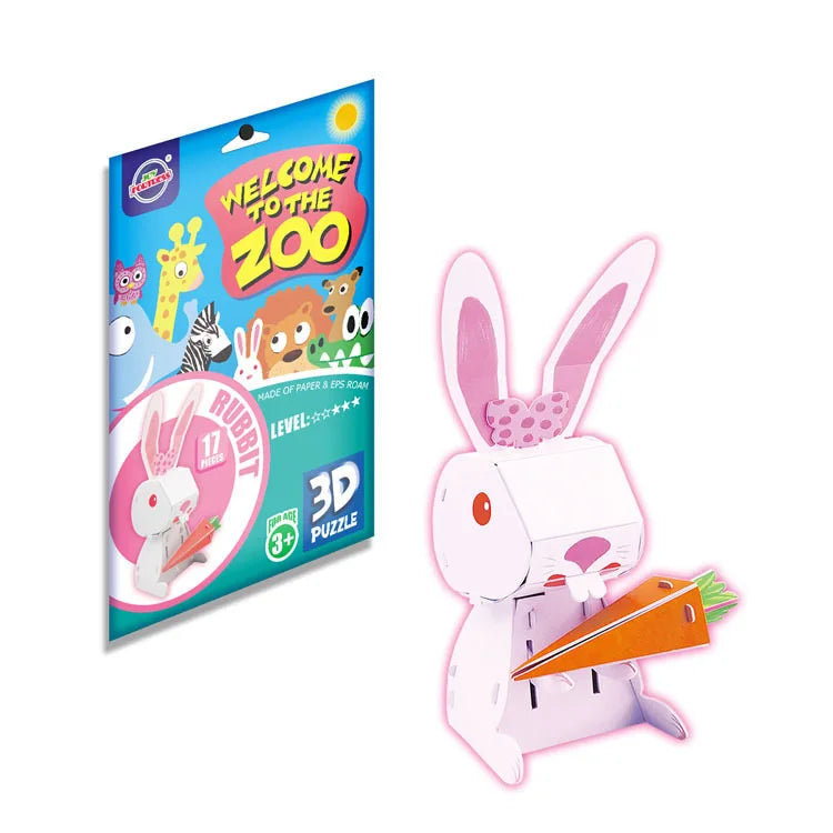 KTX-884819 3D Cardboard Animal Model Puzzle - DIY Educational Early Learning Toy for Creative Play