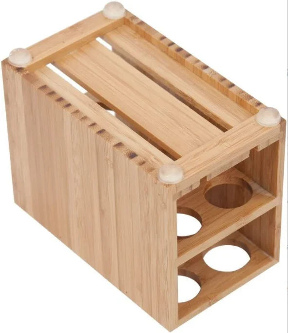 KTX-317843 Bamboo Wall-Mounted Toothbrush and Toothpaste Holder for Eco-Friendly Bathroom Storage