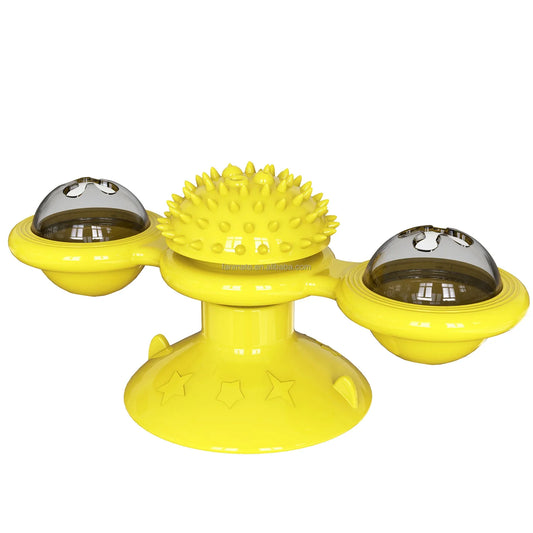 KTX-763667 Durable Interactive Cat Turntable Toy with Catnip and Non-Toxic TPR Material for Boredom Relief