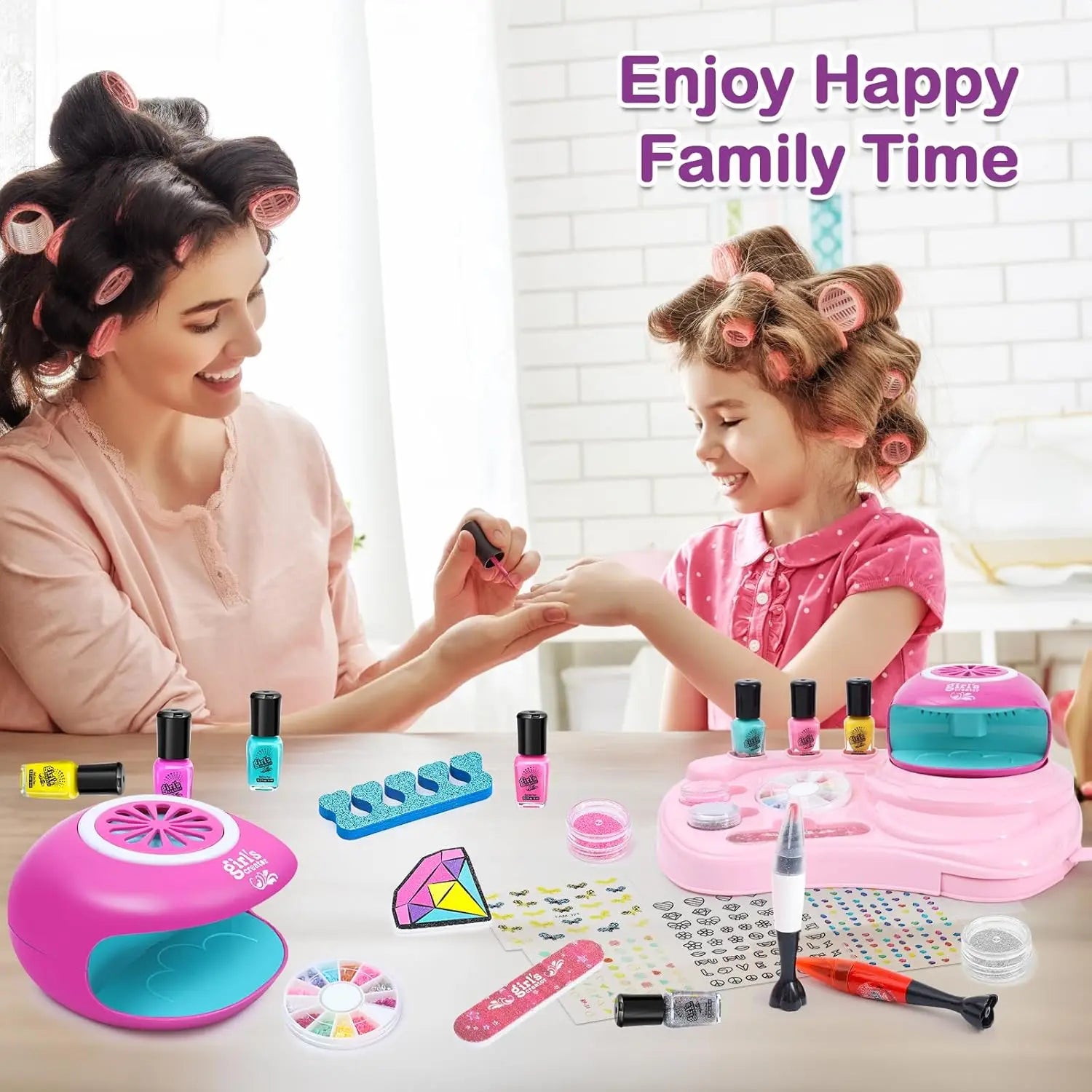 KTX-458067 Kids DIY Nail Polish Play Set for Girls Ages 2-13 - Colorful Makeup Kit in Box