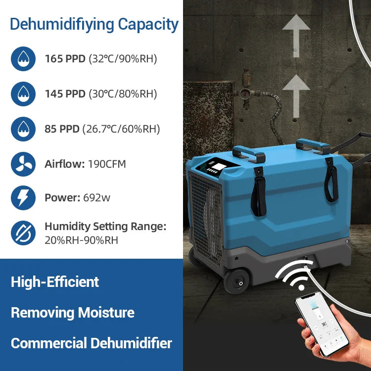 KTX-996371 180 PPD Commercial Industrial Dehumidifier for Water Damage Restoration