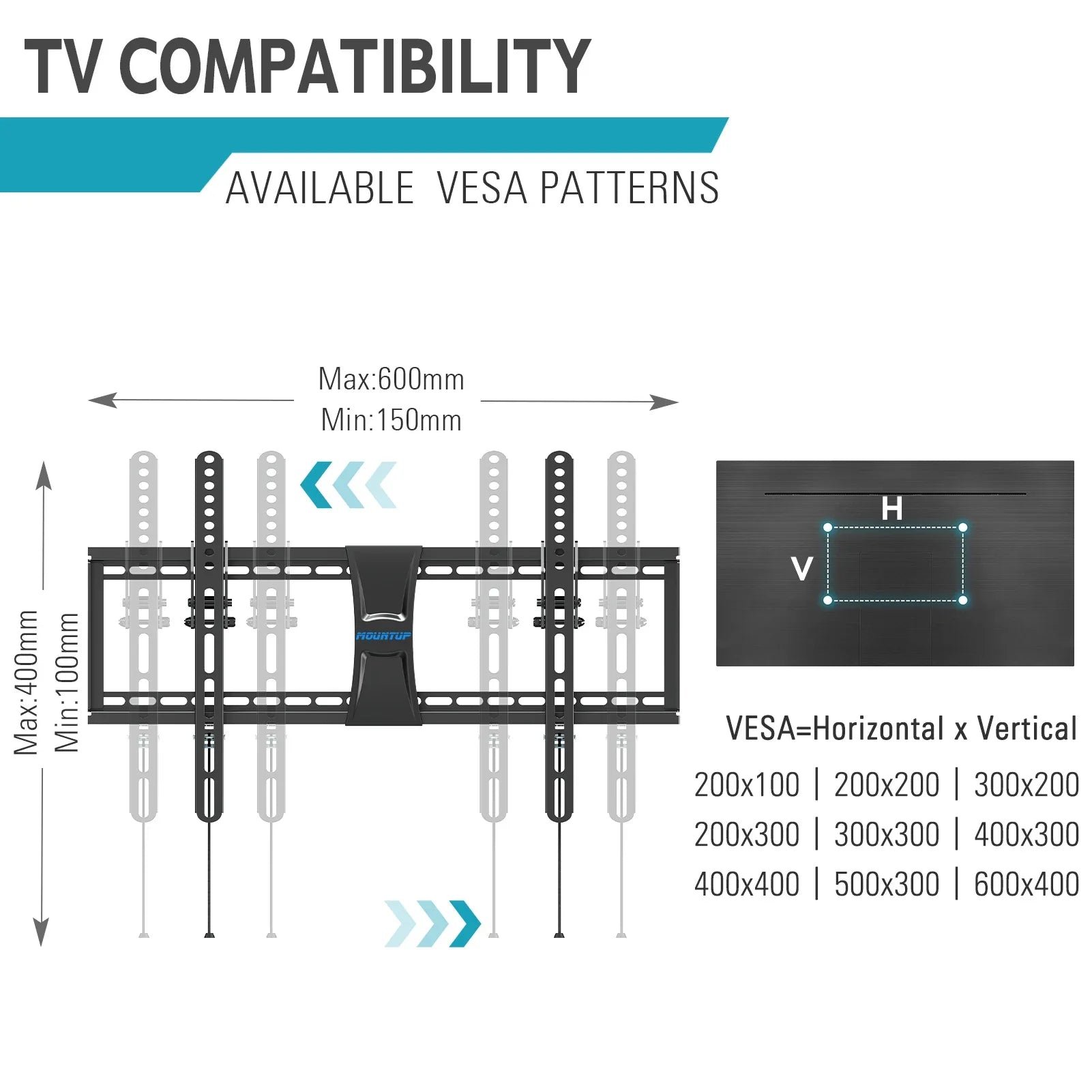 KTX-928019 Tilting TV Wall Mount Bracket for VESA 600x400 with UL Safety Certification