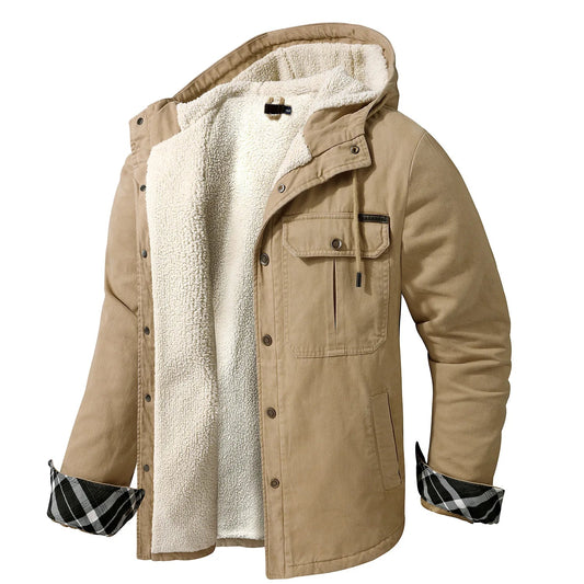 KTX-062419 Men's Casual Hooded Oversized Cotton Jackets for Fall and Winter Coats Thickened With Plush Long US Size Loose Fit Winter Jacket