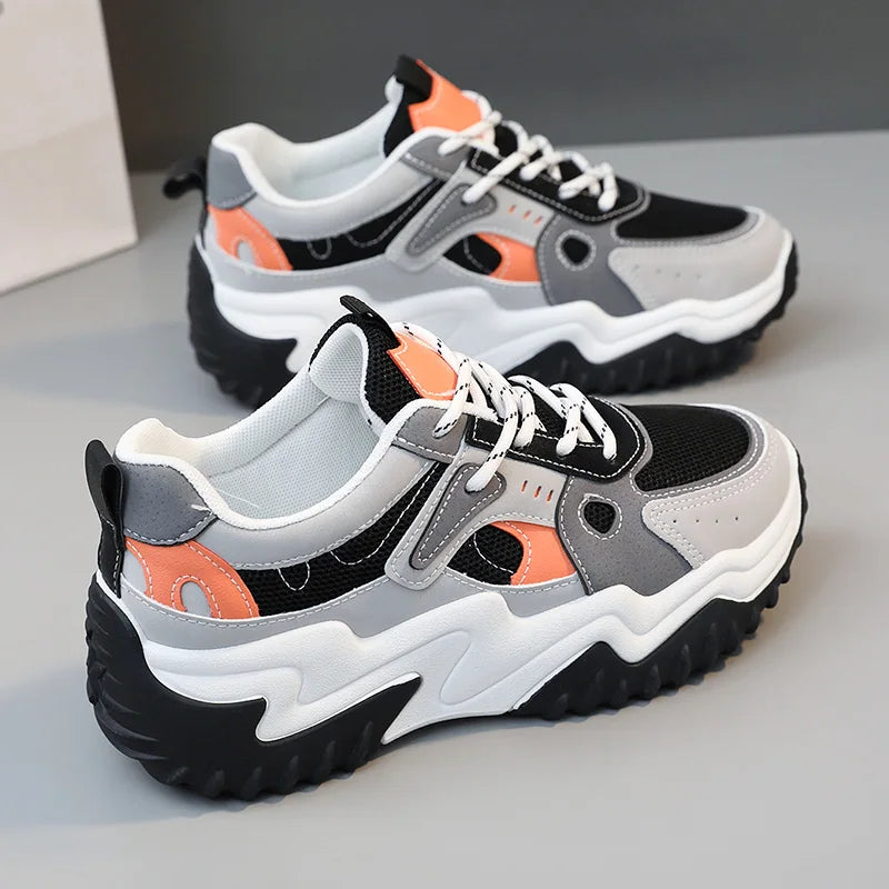 KTX-540435 SH201 New Colored Mesh Women's Board Shoes Summer Breathable Thick Sole Running Shoes Student Fashion Casual Shoes