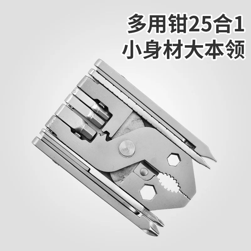 KTX-739987 25-in-1 Stainless Steel Folding Multi-Function Plier with Screwdriver for Outdoor Use