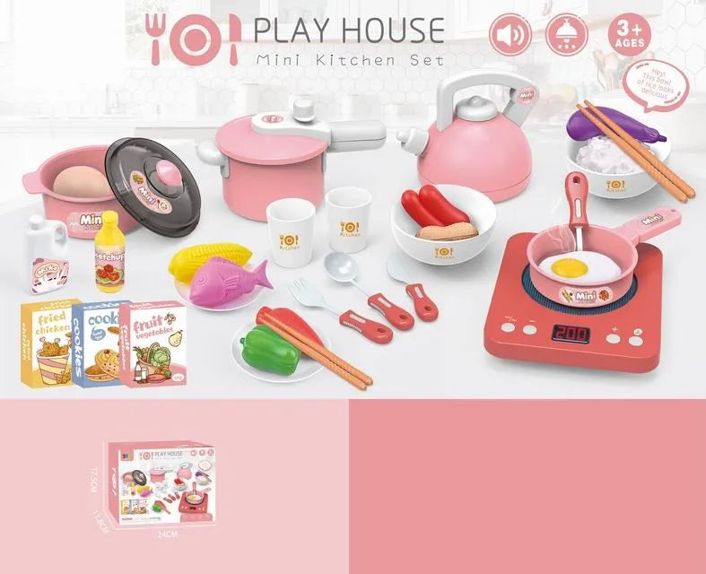 KTX-737171 Pretend Play Cooking Kitchen Toy Set for Kids Ages 2-13, Plastic Cooking Tools and Accessories