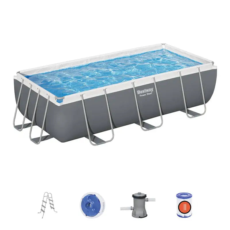 KTX-176019 Large Rectangular Steel Frame Swimming Pool for Outdoor Use