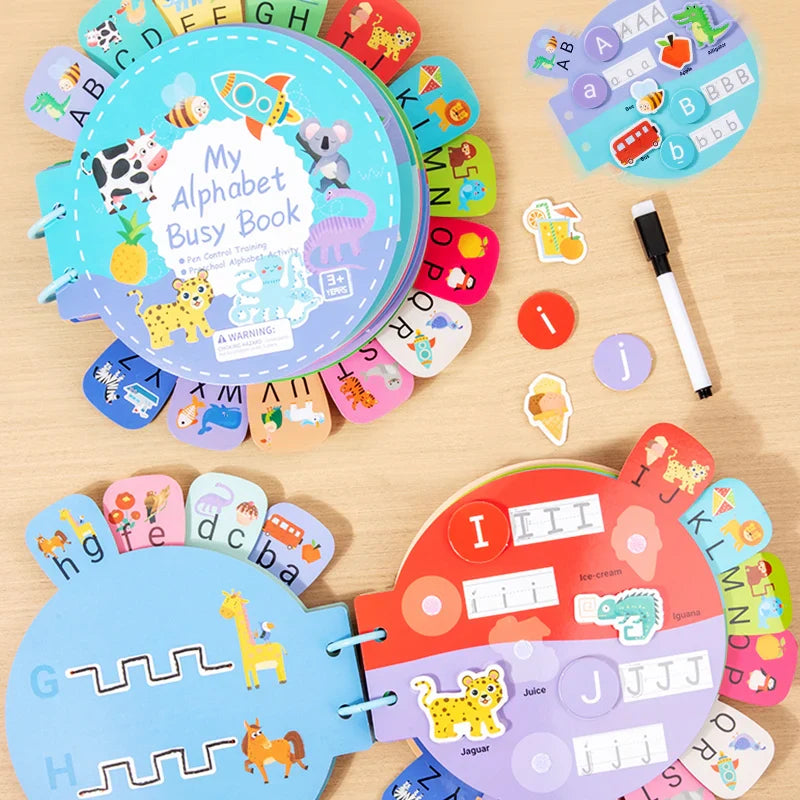 KTX-247571 Toddler Alphabet Quiet Book - Sensory Learning Toy for Autism and Early Education