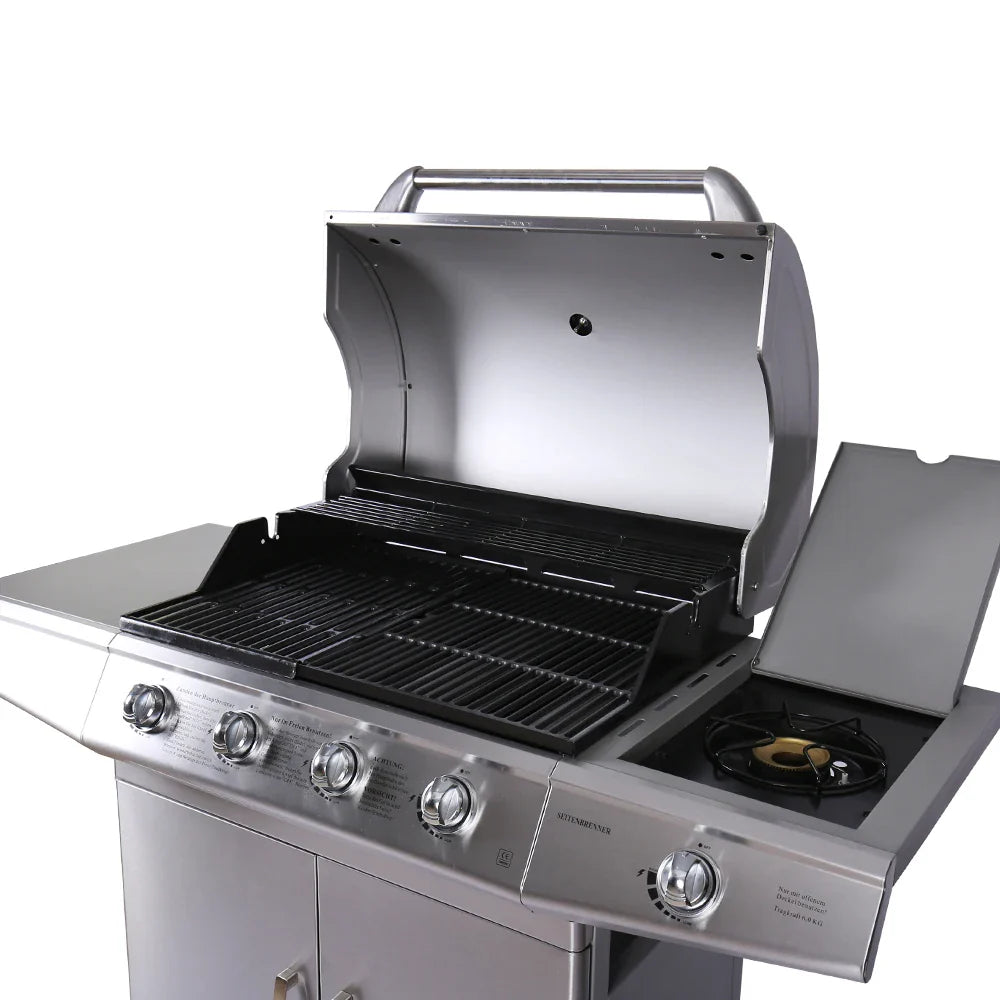 KTX-301971 Stainless Steel Outdoor Gas BBQ Grill with Integrated Kitchen Cabinet and Charcoal Smoker