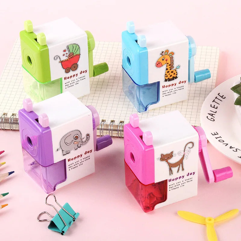 KTX-117651 Cartoon Hand Cranked Pencil Sharpener for Students - Durable, Fun, and Functional Stationery