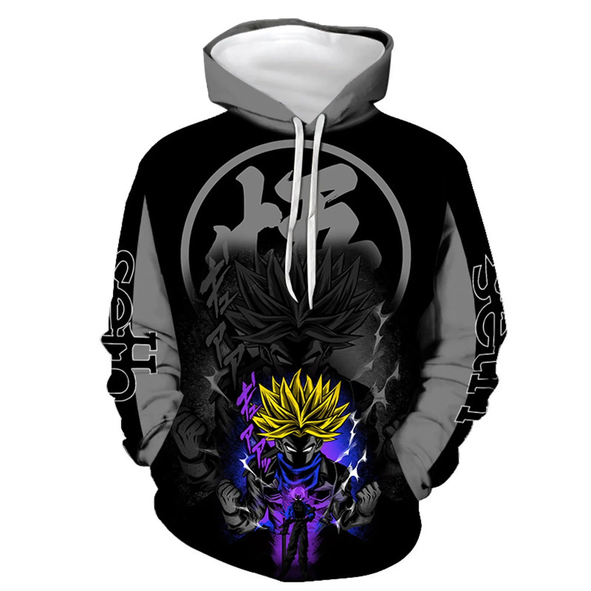 KTX-915539 OEM Custom logo Clothing Sweatshirt Long Sleeves Knitted Pullover Sweater Clothes Hooded 3D Digital Printed Anime Hoodie