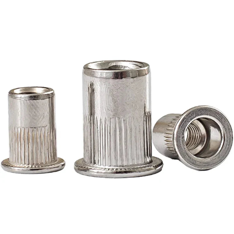 KTX-869907 M4 M10 Stainless Steel Blind Rivet Nuts, B8/B8M/B8T, Polished Flat Head, Metric Sizes