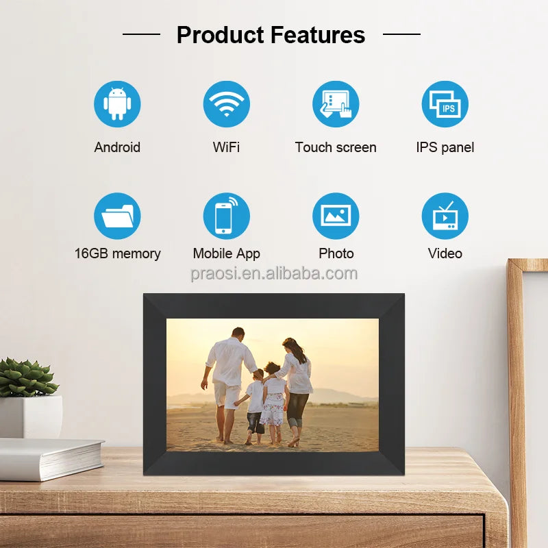 KTX-899219 7-Inch WiFi Touch Screen Digital Photo Frame with Frameo App for Easy Sharing