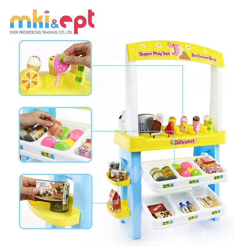 KTX-163155 Mini Supermarket Ice Cream Shop Playset for Kids - Pretend Play Toy for Ages 2 to 7 Years