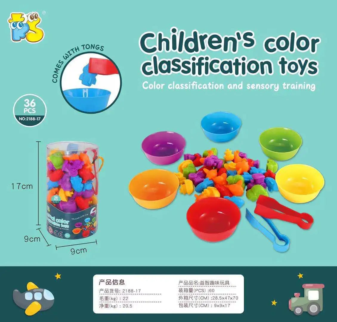 KTX-032851 Montessori Soft Rubber Dinosaur Counting and Colour Classification Toy for Kids