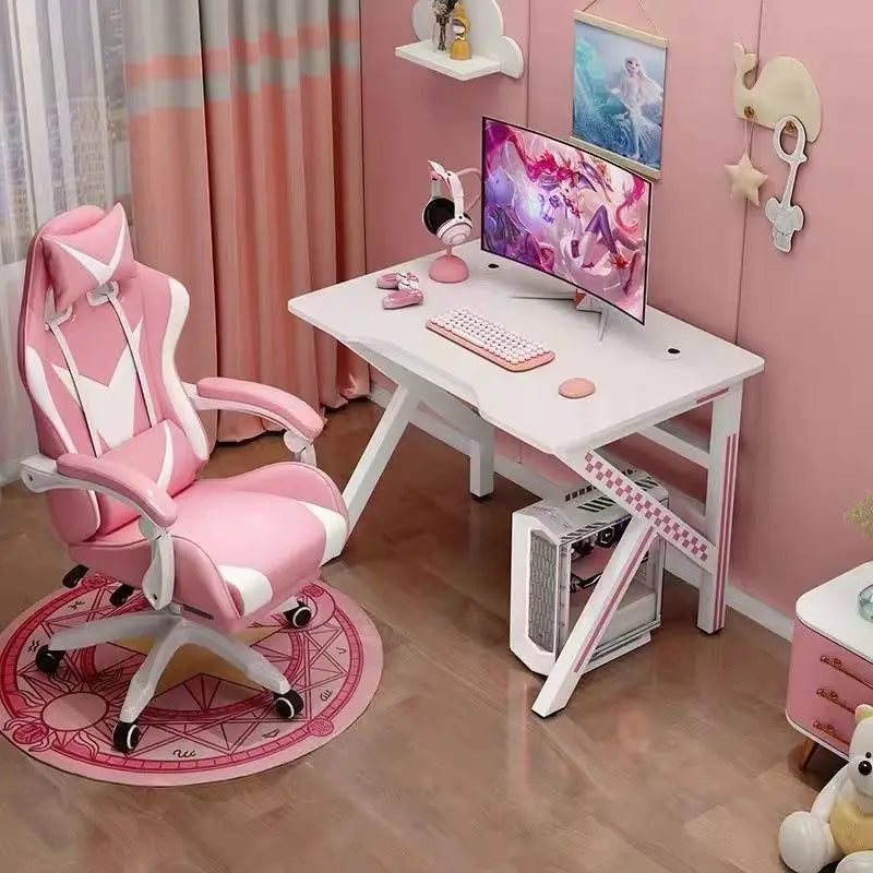 KTX-052691 Adjustable Pink Metal Gaming and Home Office Table