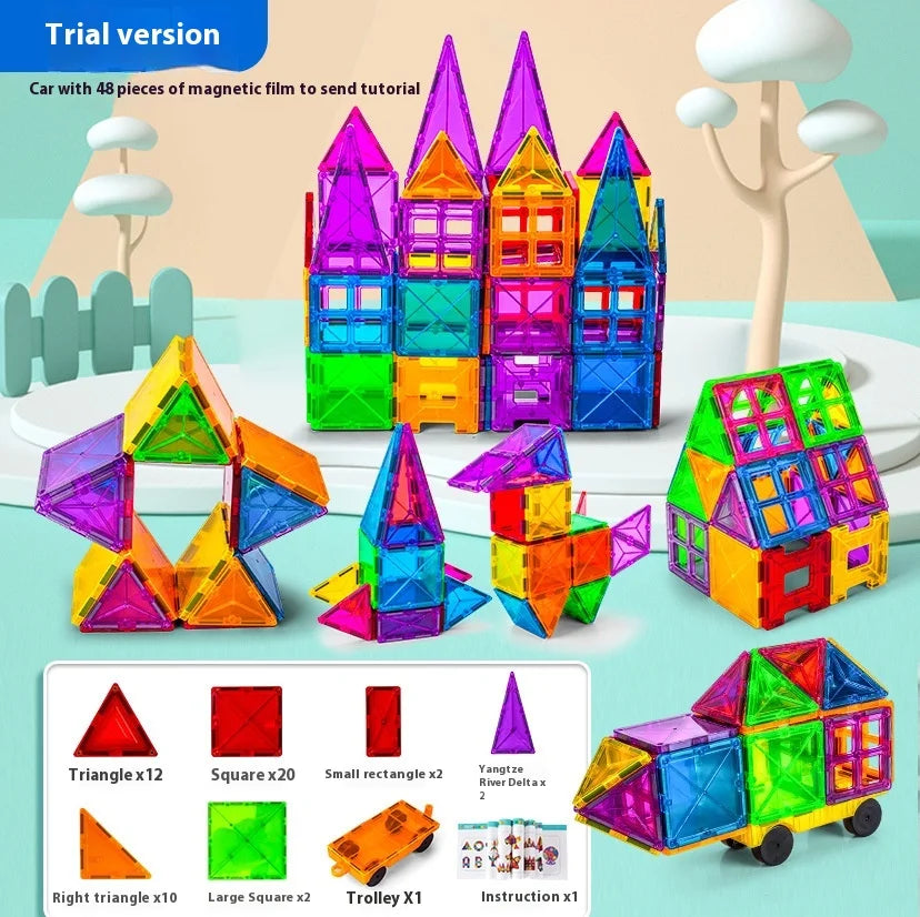KTX-962707 Magnetic Building Blocks Set for Creative Assembly and Educational Play – Colourful DIY Tiles for Kids