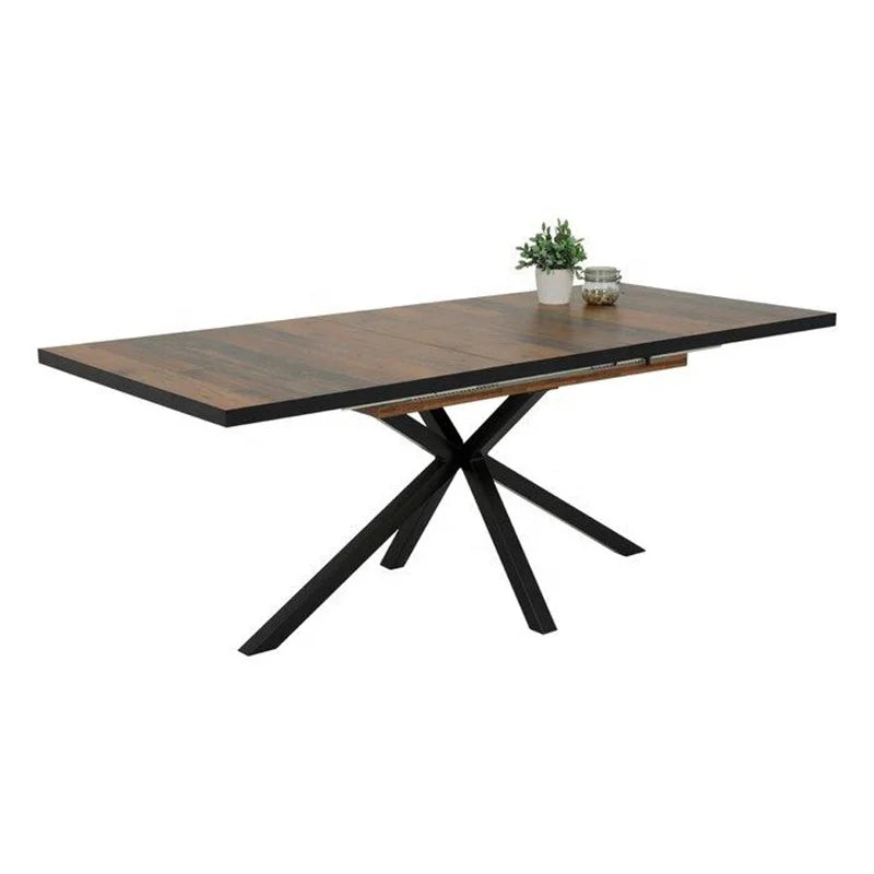 KTX-169107 Extendable Brown Wooden Dining Table for Versatile Home Dining Solutions