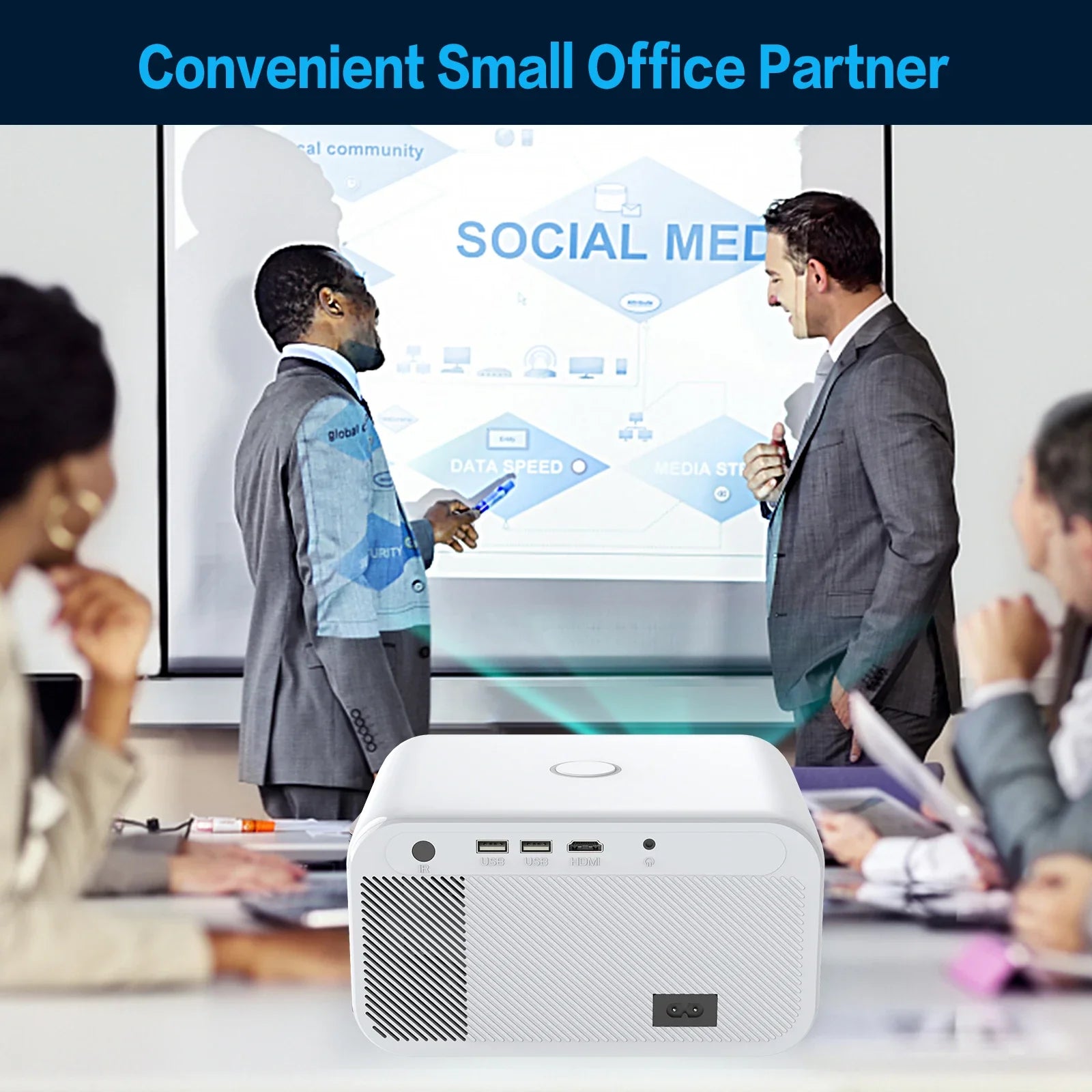 KTX-697491 Full HD Portable Projector with 12000mAh Battery for Outdoor and Home Use