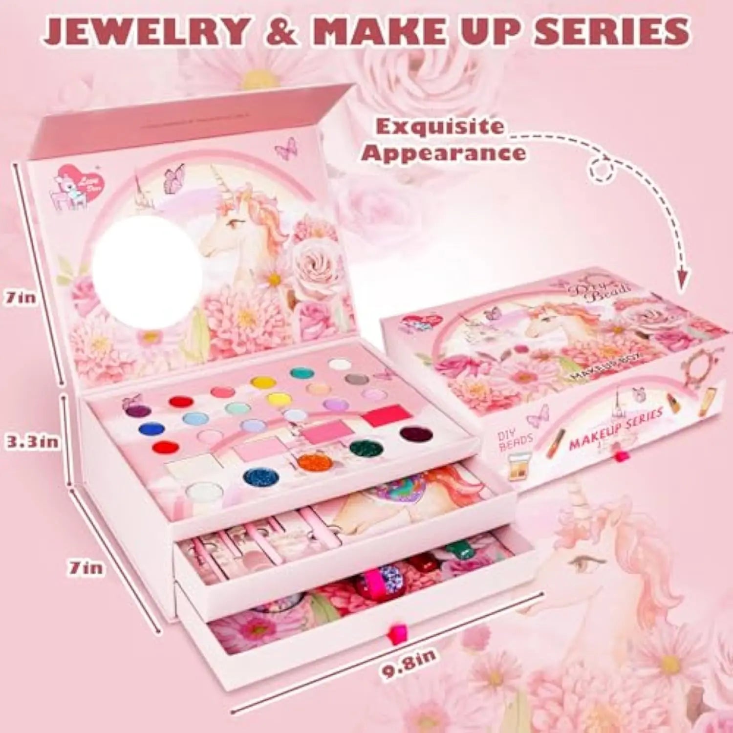 KTX-195923 Kids Washable Makeup Set for Pretend Play - Includes Realistic Cosmetics for Ages 2-13