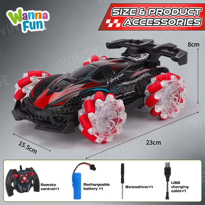 KTX-869395 4WD 2.4G Remote Control Drift Car with Gesture Sensing, High-Speed Features, Smoke, Music & Lights