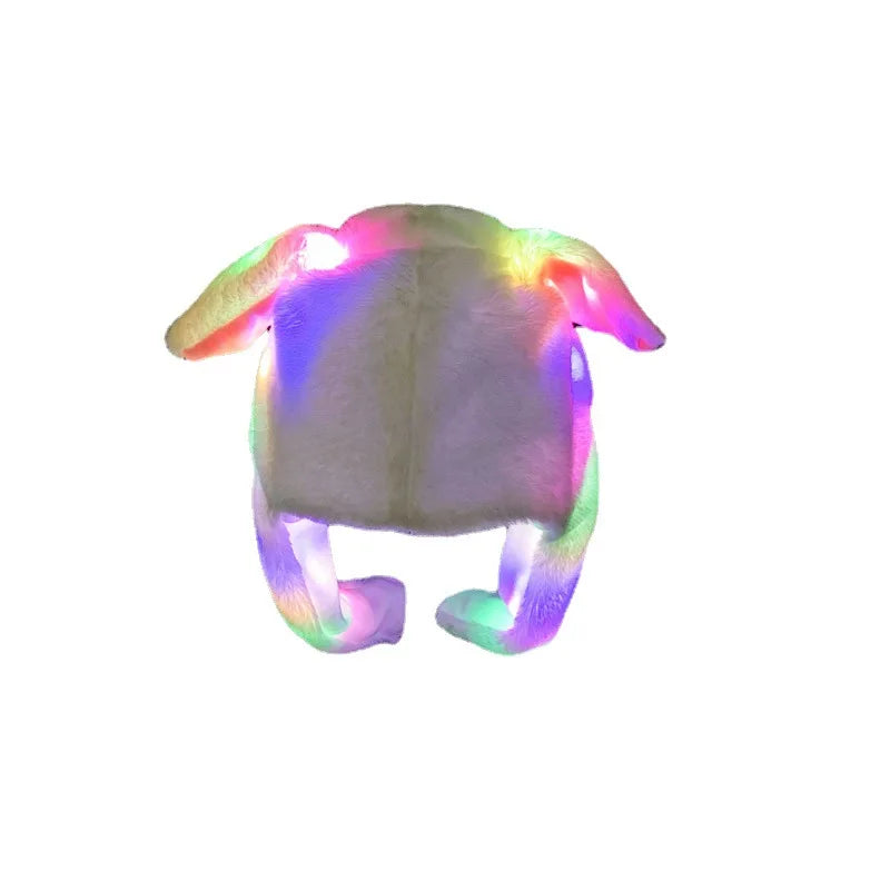 KTX-469203 Plush Rabbit Hat with Moving Ears and Colourful LED Lights