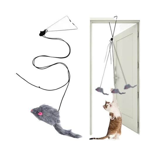 KTX-538259 Retractable Cat Teaser Toy with Feather for Indoor Kitten Play
