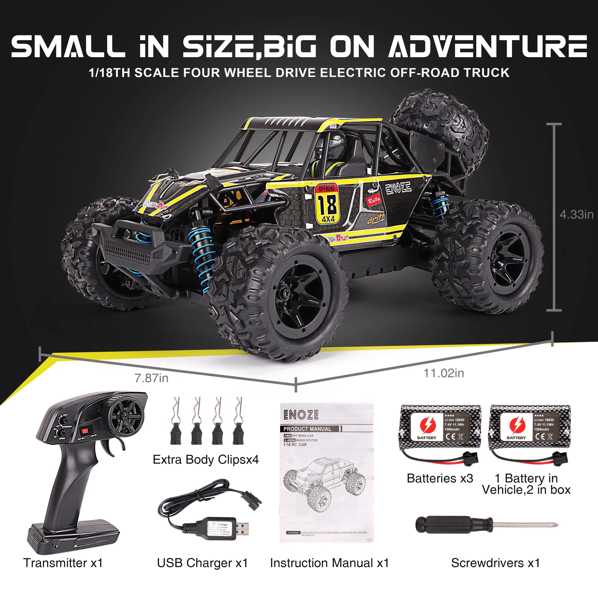 KTX-380179 1:18 Scale Waterproof Remote Control Car with High Speed up to 60km/h, 2.4GHz Control, USB Charging, Indoor/Outdoor Use