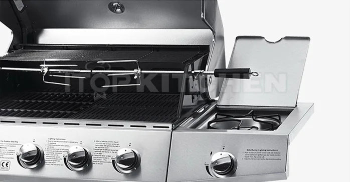 KTX-498579 Heavy Duty Outdoor Charcoal BBQ Grill with Trolley for Commercial Use