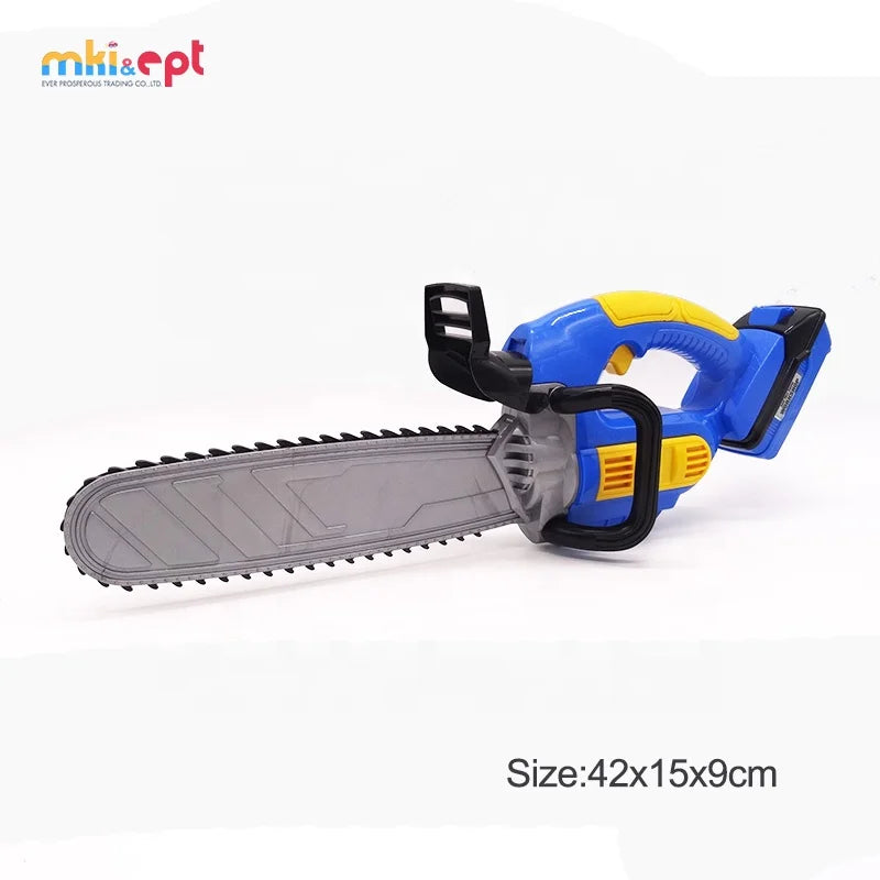 KTX-556371 Kids Electronic Chainsaw Mechanic Toy Set - Realistic Gardening Tools for Ages 2-7, Safe Plastic Design