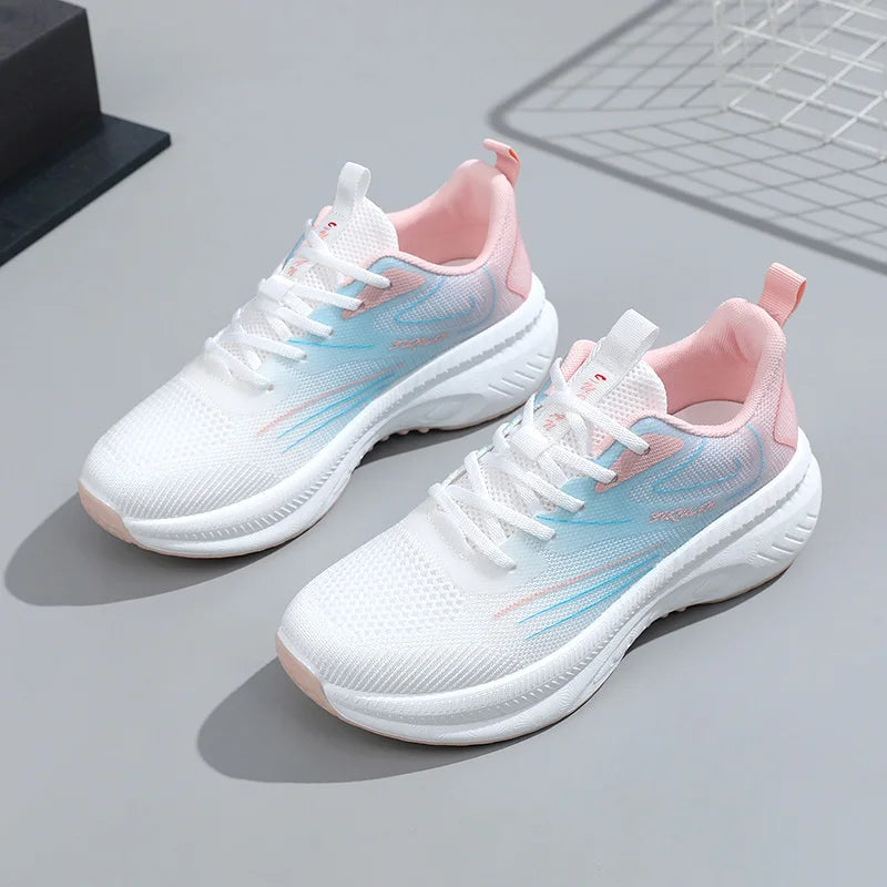 KTX-983379 K2506 New Women's Shoes Summer Mesh Shoes Breathable Thick Sole Elevated Casual Sports Women's Shoes
