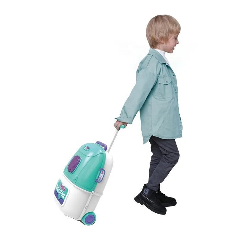 KTX-852435 Kids Pretend Play Doctor Toy Set with Luggage Trolley Case and Operating Table