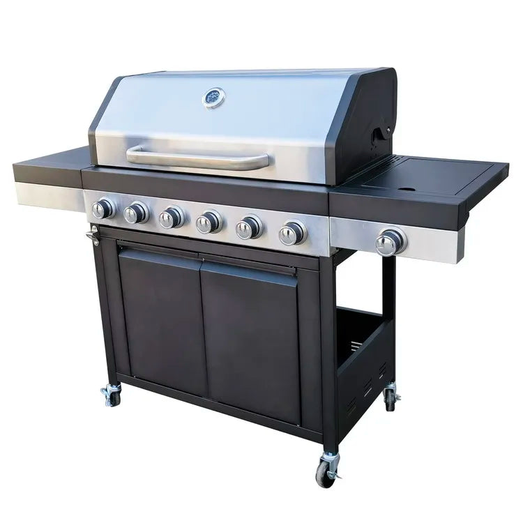 KTX-203667 Extra Large 6 Burner Gas BBQ Grill with Side Burner and Removable Grease Pan