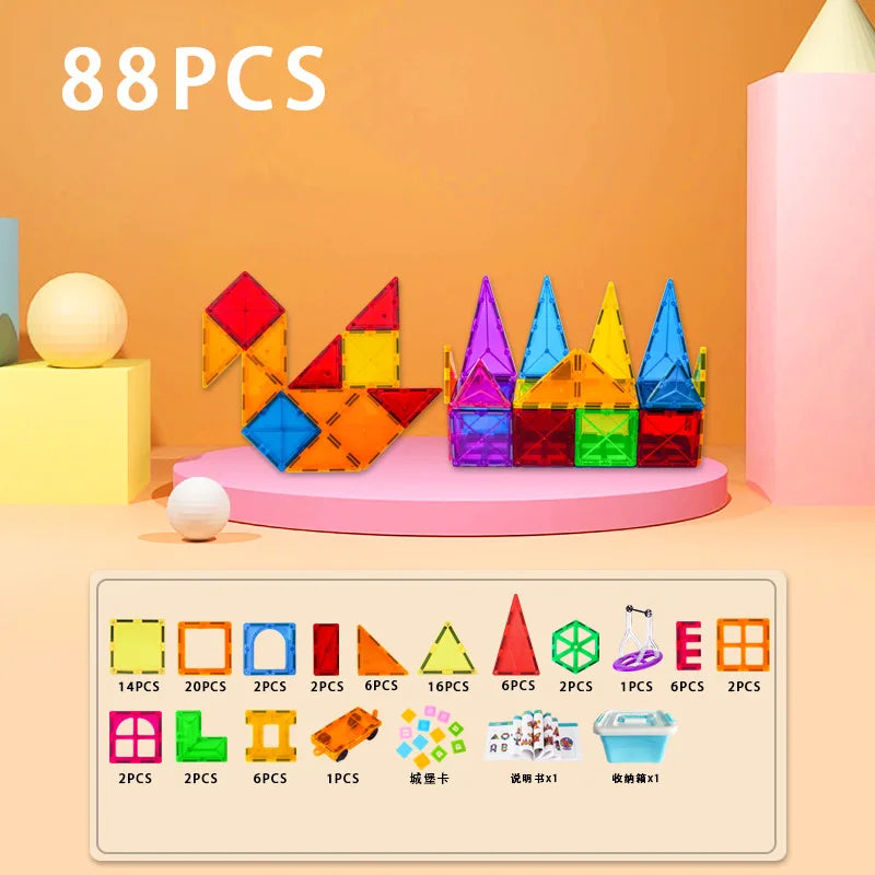 KTX-962707 Magnetic Building Blocks Set for Creative Assembly and Educational Play – Colourful DIY Tiles for Kids