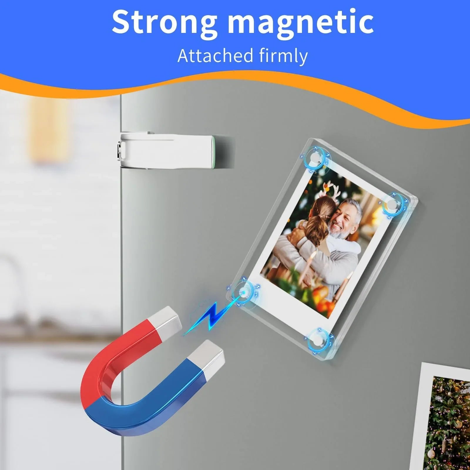 KTX-506003 Double-Sided Magnetic Clear Acrylic Block Photo Frame for Polaroid Pictures