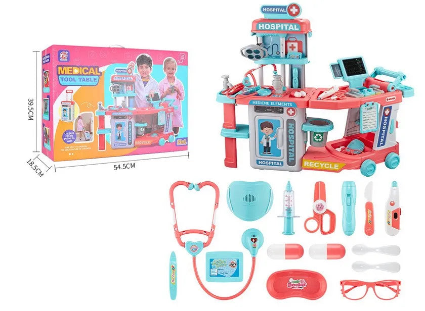 KTX-967699 3 in 1 Kids Medical Pretend Playset with Stethoscope and Surgical Light