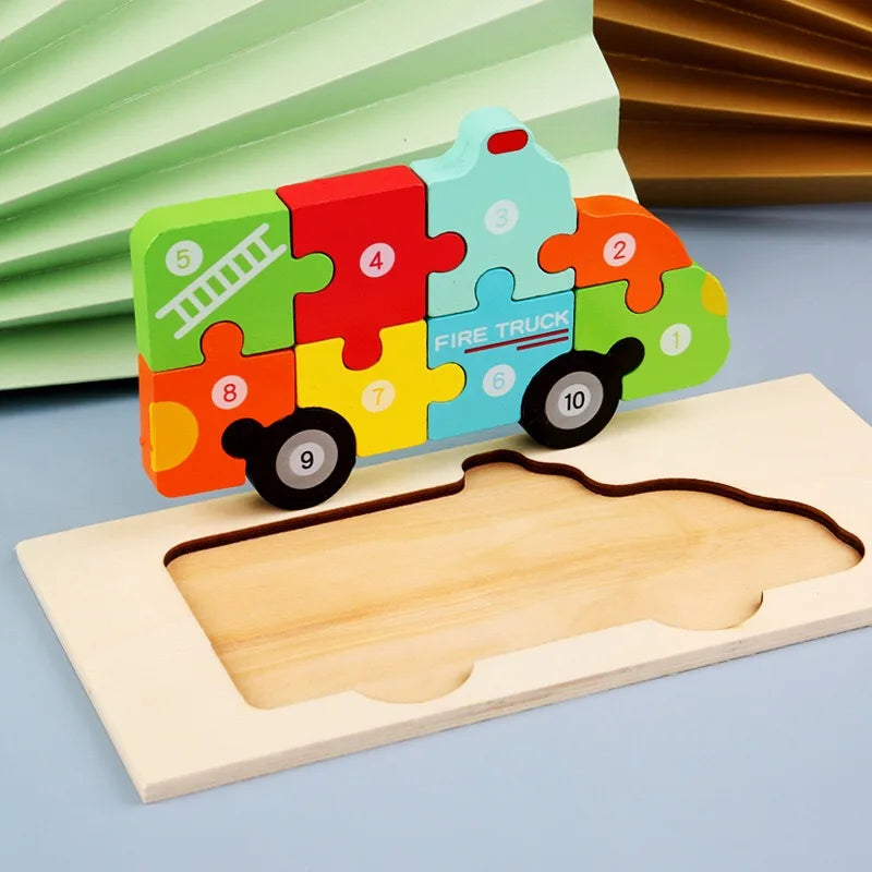 KTX-646547 Wooden 3D Puzzle Game for Children - Montessori Educational Jigsaw Learning Toy