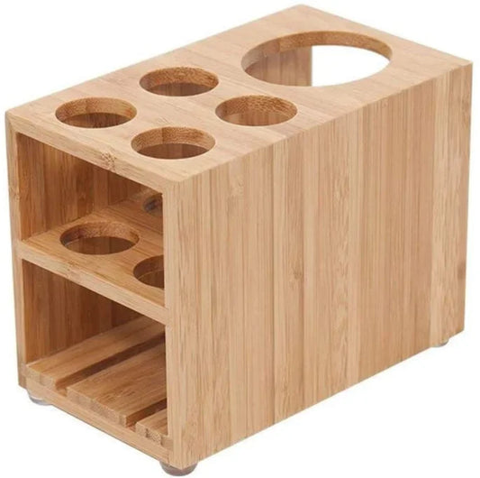 KTX-317843 Bamboo Wall-Mounted Toothbrush and Toothpaste Holder for Eco-Friendly Bathroom Storage