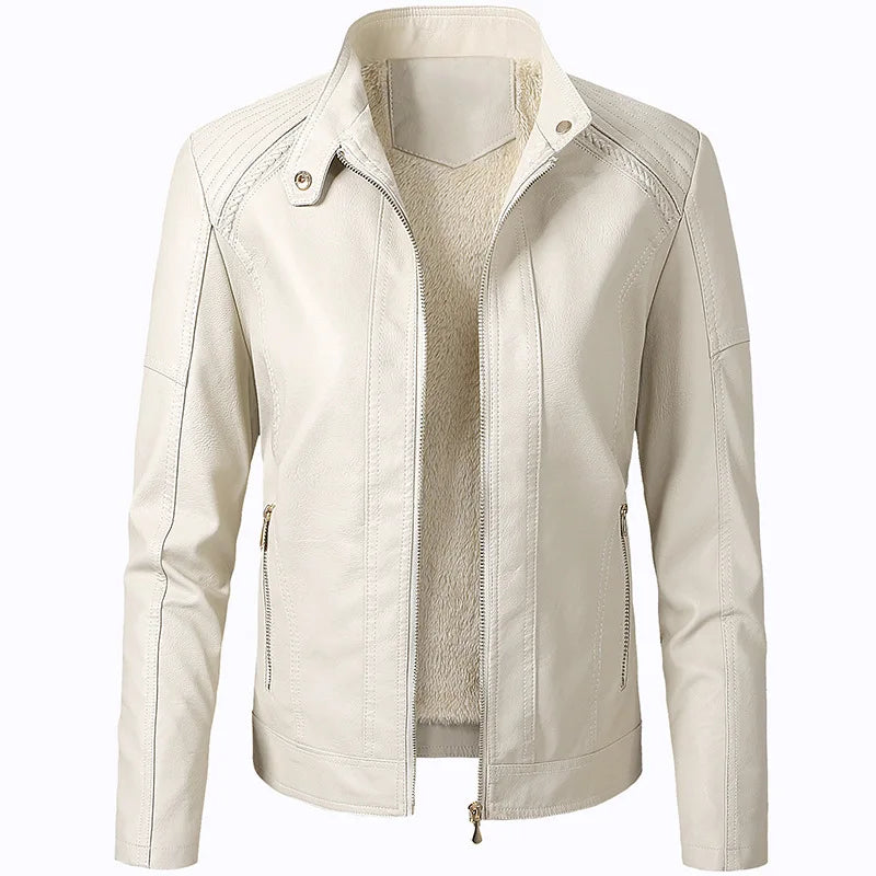 KTX-209299 Hot Selling Sporty Women's PU Leather Jacket with Long Sleeves Customizable Motorcycle Suit for Outfit Clothing