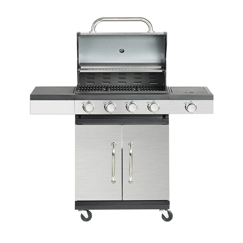 KTX-646611 4-Burner Portable Propane Gas Grill with Trolley for Outdoor Cooking