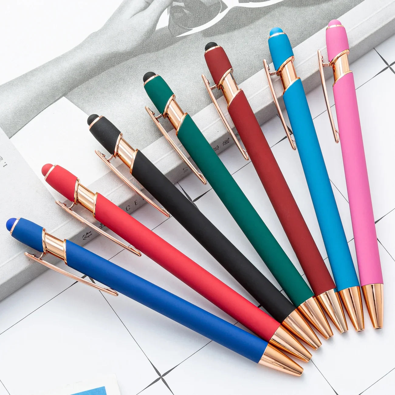 KTX-684755 Rose Gold Soft Touch Ballpoint Stylus Pen with Touch Screen Compatibility