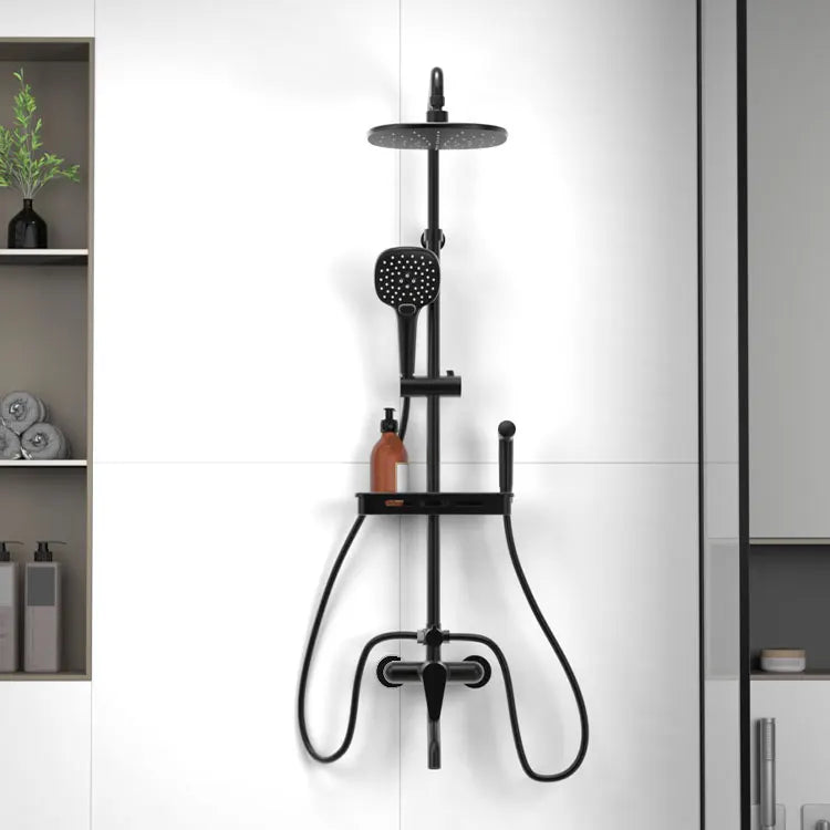 KTX-703763 Modern Matte Black Exposed Thermostatic Shower Column with Jet & Massage Spray